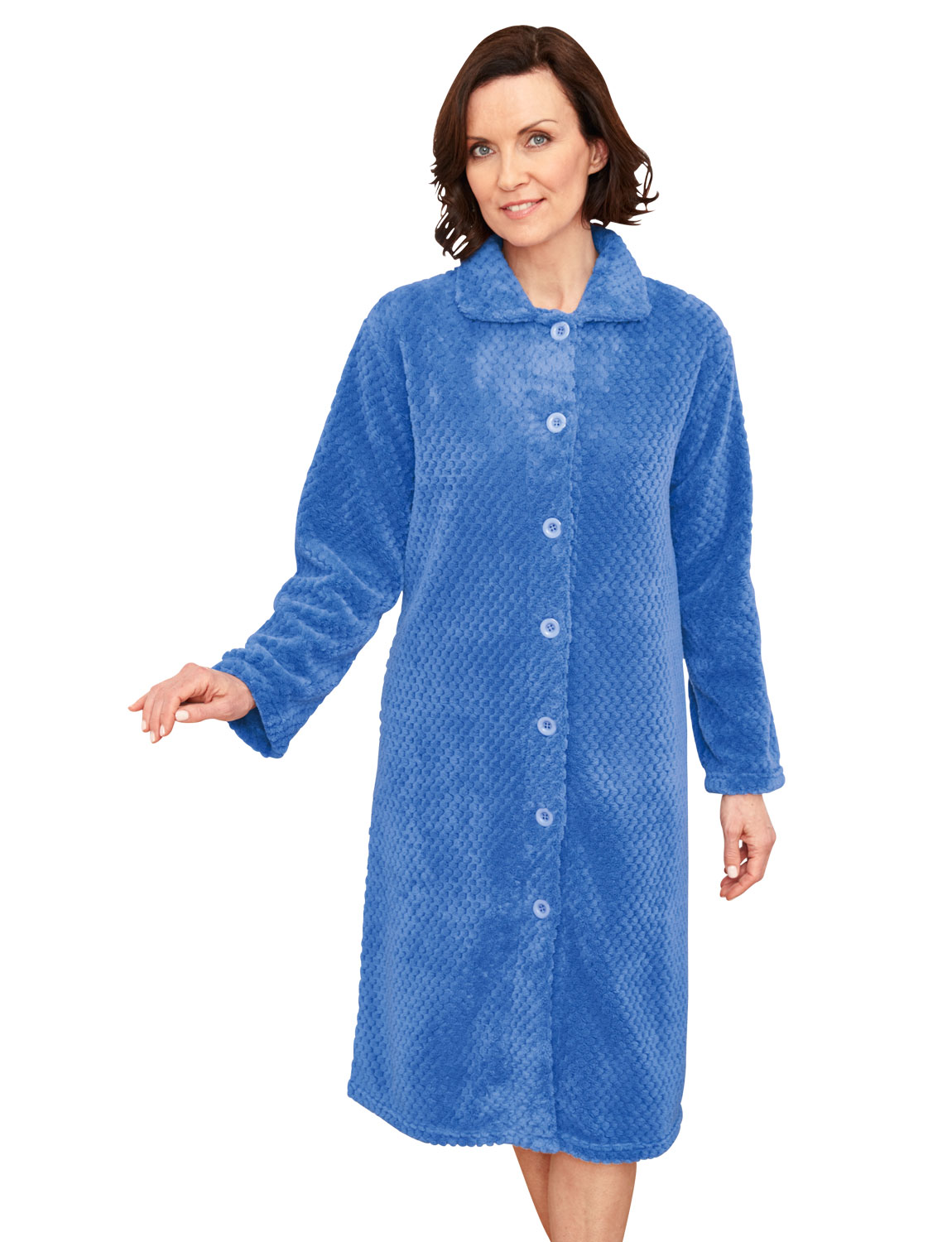 Ladies Button Thru Embossed Housecoat eBay
