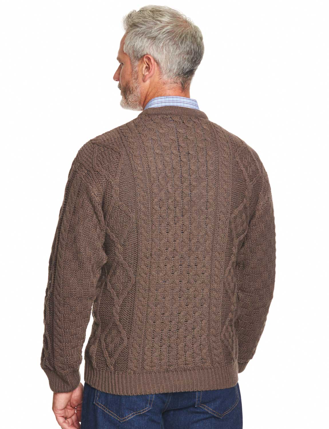 Mens Aran Jumper Cable Warm Sweater Top