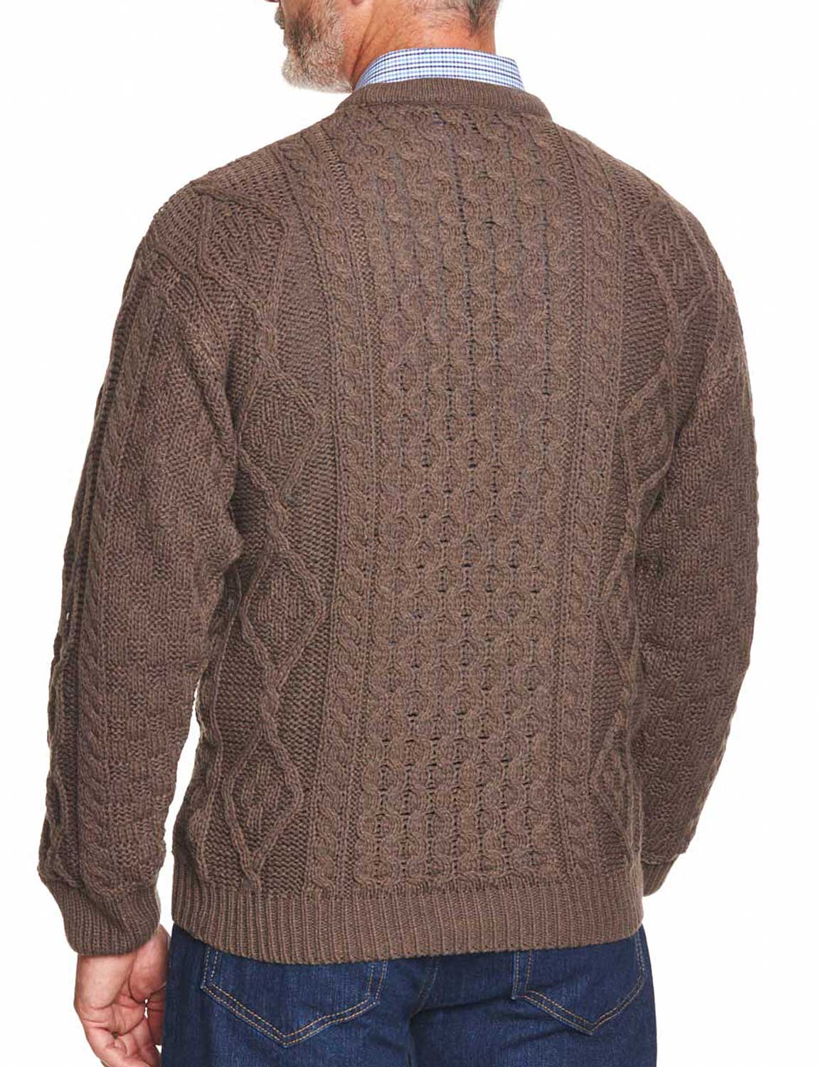 Mens Aran Jumper Cable Warm Sweater Top