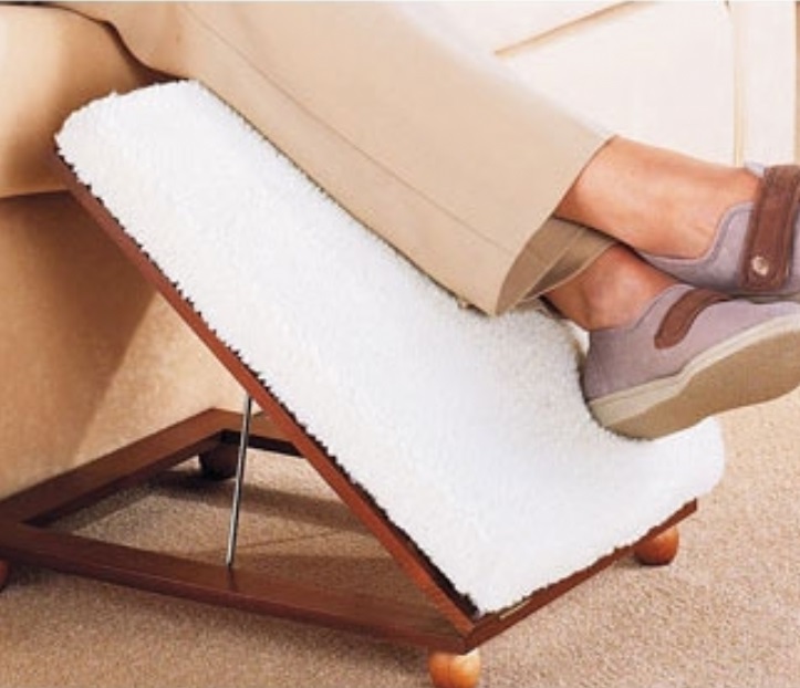 Adjustable Wooden Footstool with Fleecy Cover 3 settings Foot Rest eBay