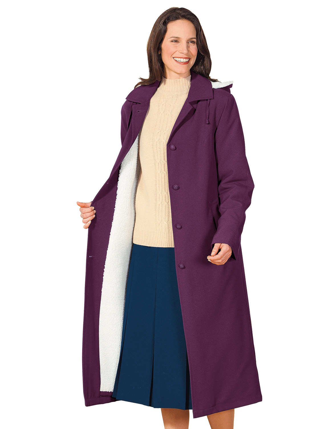 Ladies Hooded Showercoat With Fur Lining 45 Inches eBay