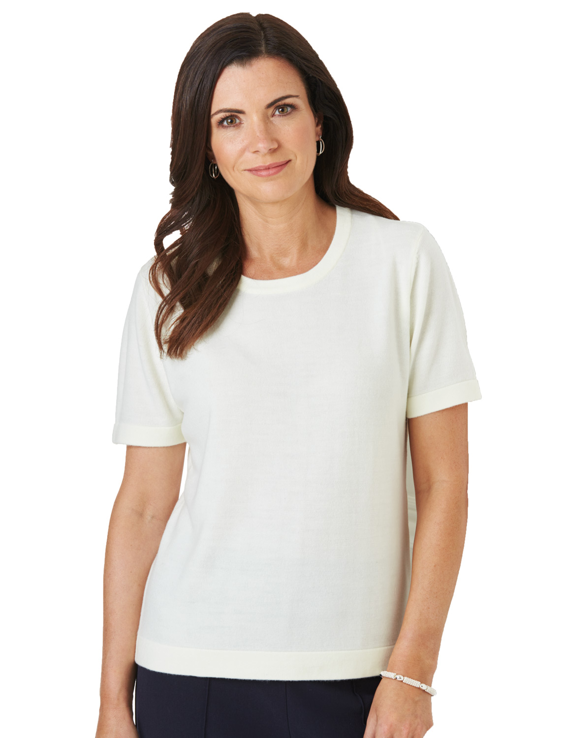 Ladies Short Sleeve Crew Neck Jumper