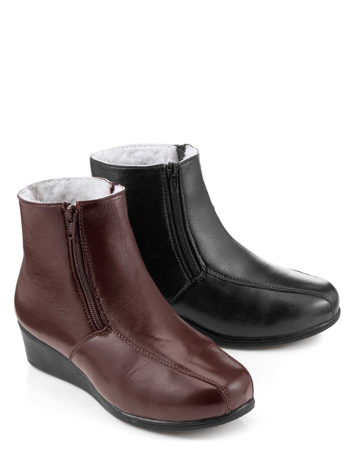 women's tucker wool lined leather ankle boots