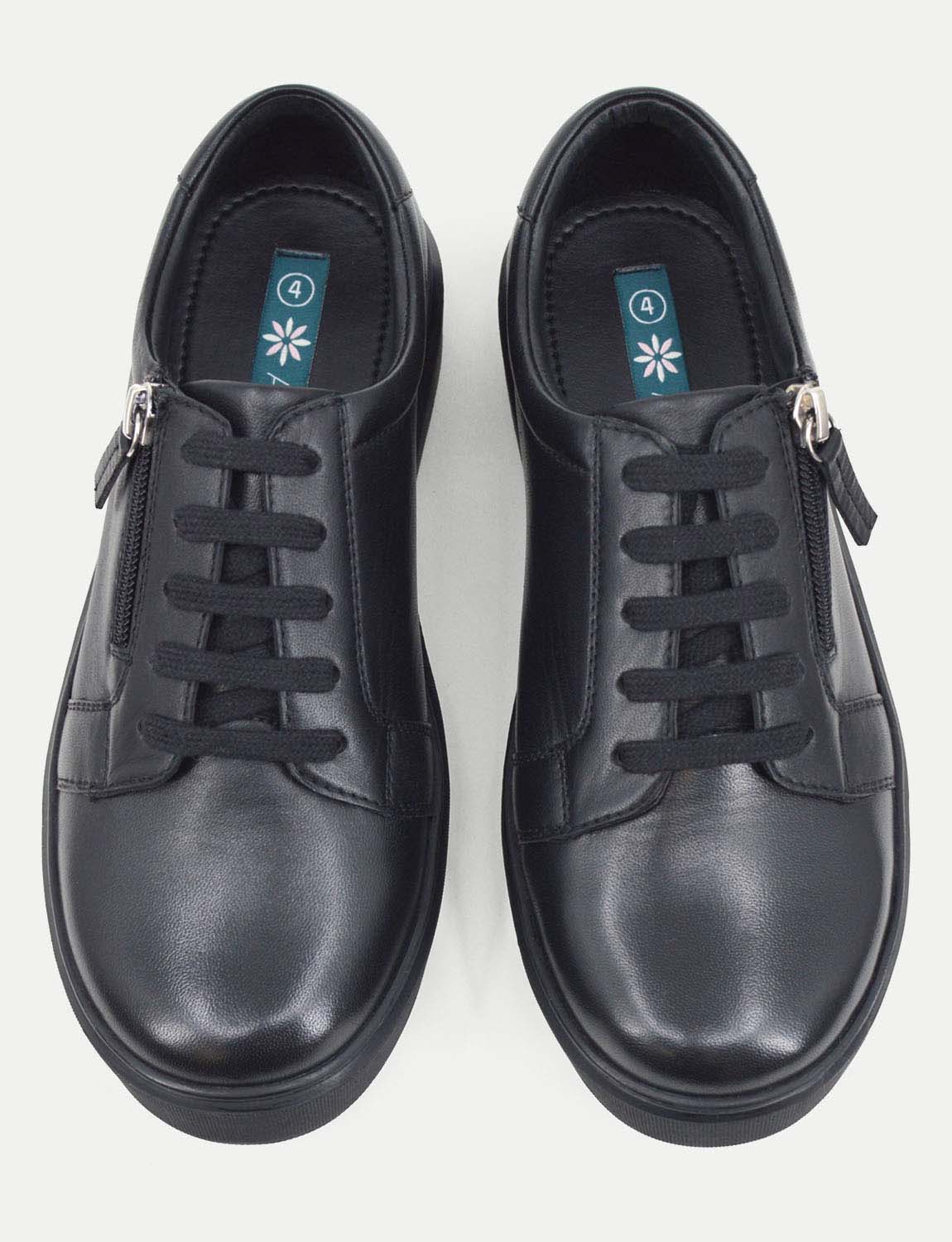 Ladies Wide EEE Fit Leather Trainers with Side Zip and Lace-Up Fastening Extra - Picture 5 of 14