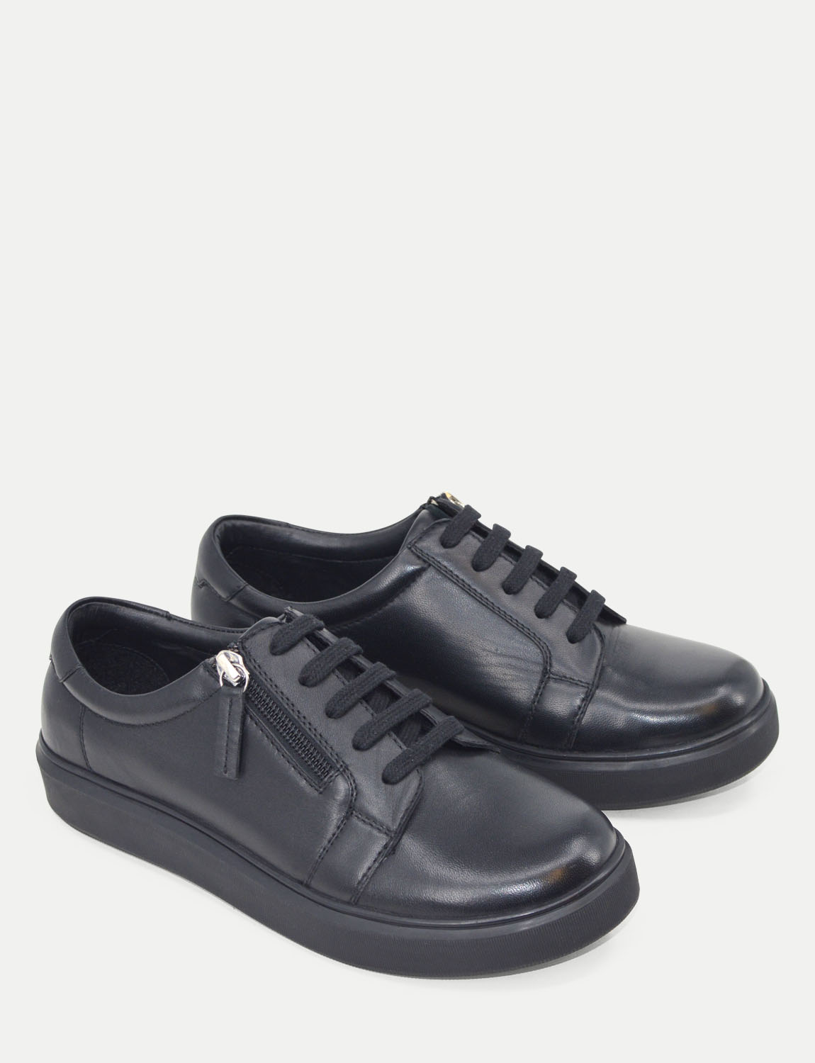 Ladies Wide EEE Fit Leather Trainers with Side Zip and Lace-Up Fastening Extra - Picture 7 of 14