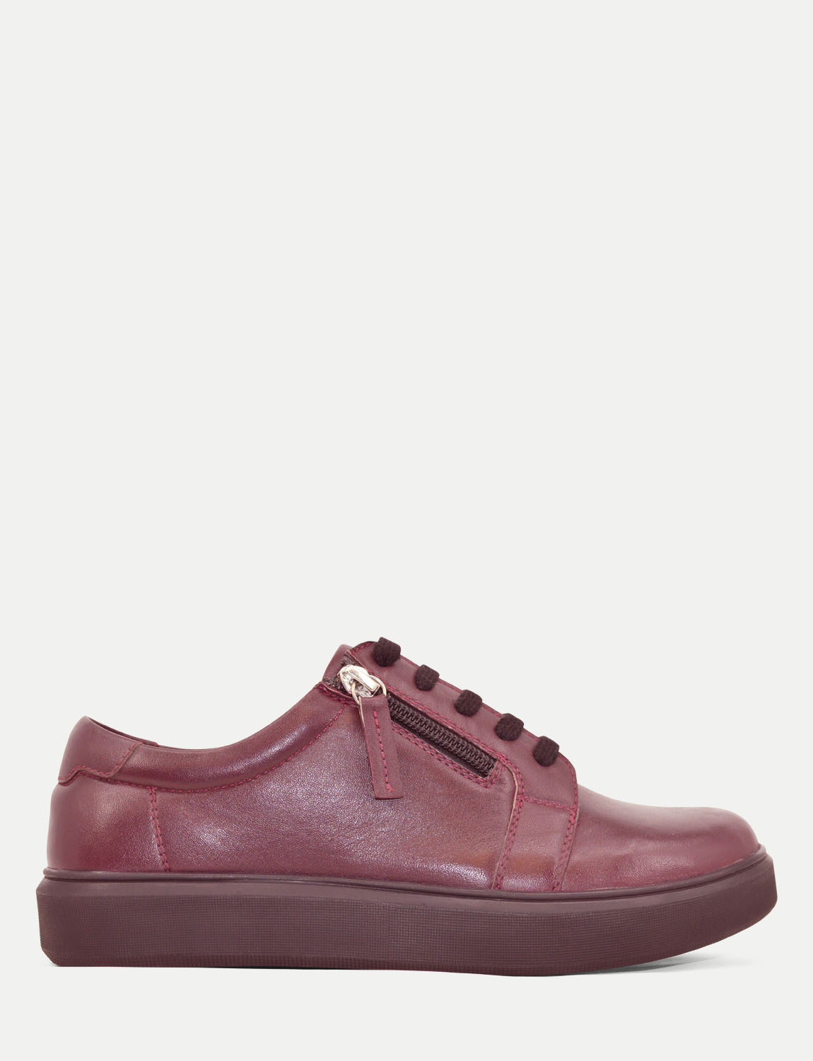 Ladies Wide EEE Fit Leather Trainers with Side Zip and Lace-Up Fastening Extra - Picture 9 of 14