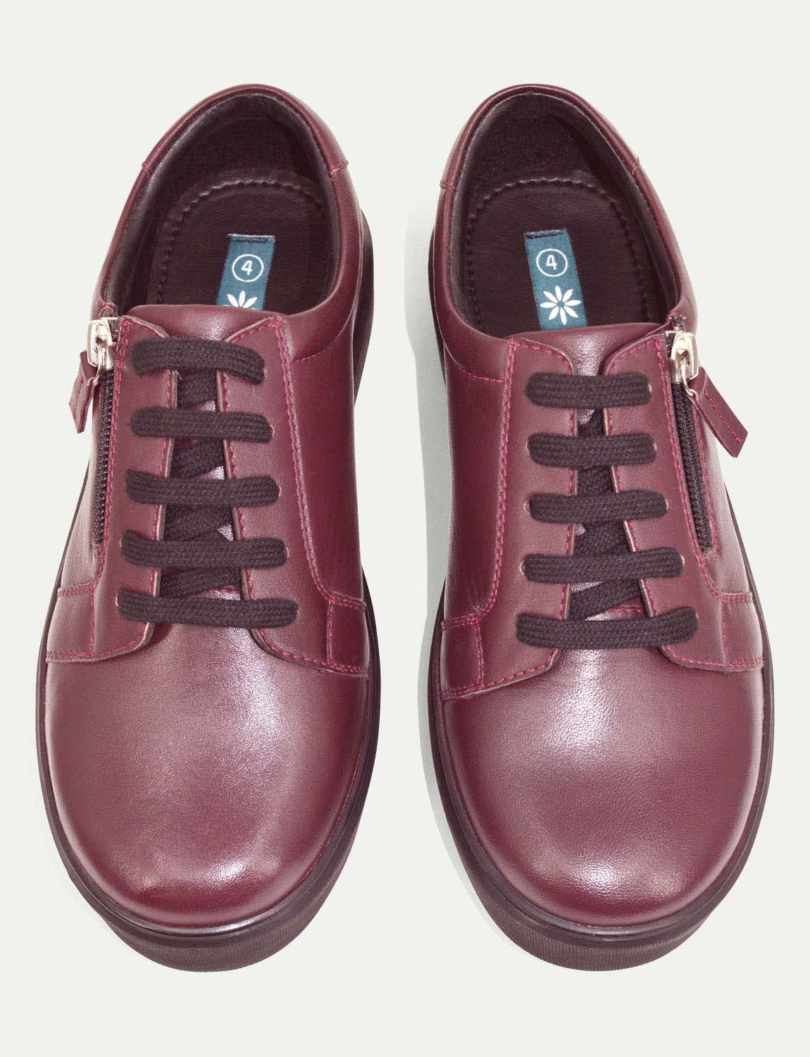 Ladies Wide EEE Fit Leather Trainers with Side Zip and Lace-Up Fastening Extra - Picture 12 of 14
