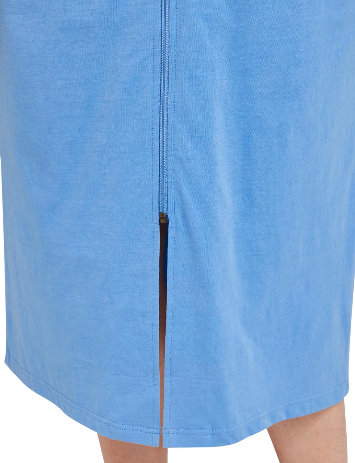 Ladies Embroidered Zip Through Dressing Gown – 100% Cotton Jersey Robe for - Picture 7 of 14