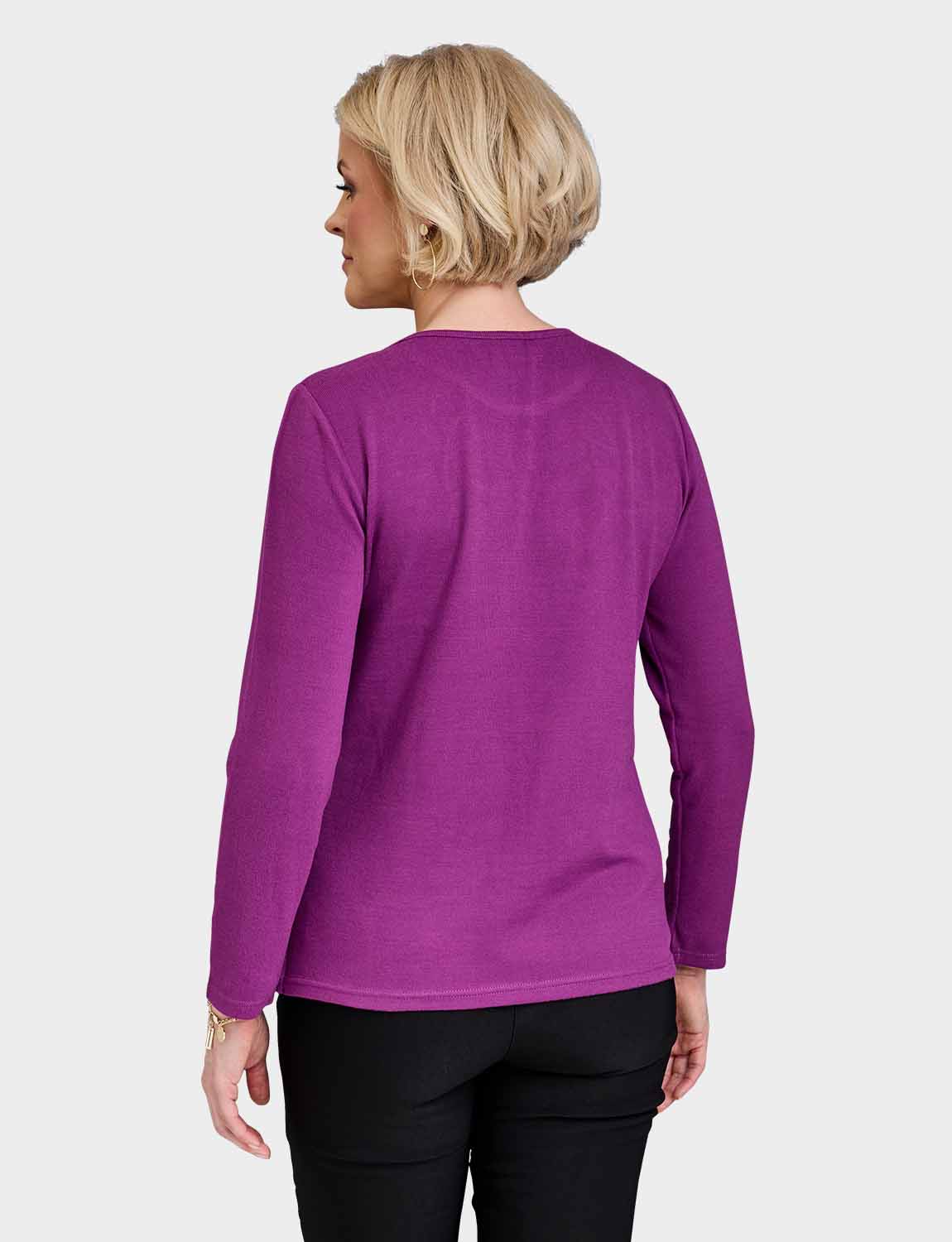 Diamante Trim Long Sleeve Warm Handle Top Soft Fabric Elegant Top with Sparkly - Picture 7 of 14