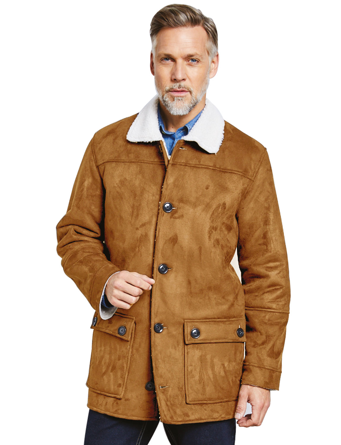 Download Mens Mock Sheepskin Car Coat | eBay