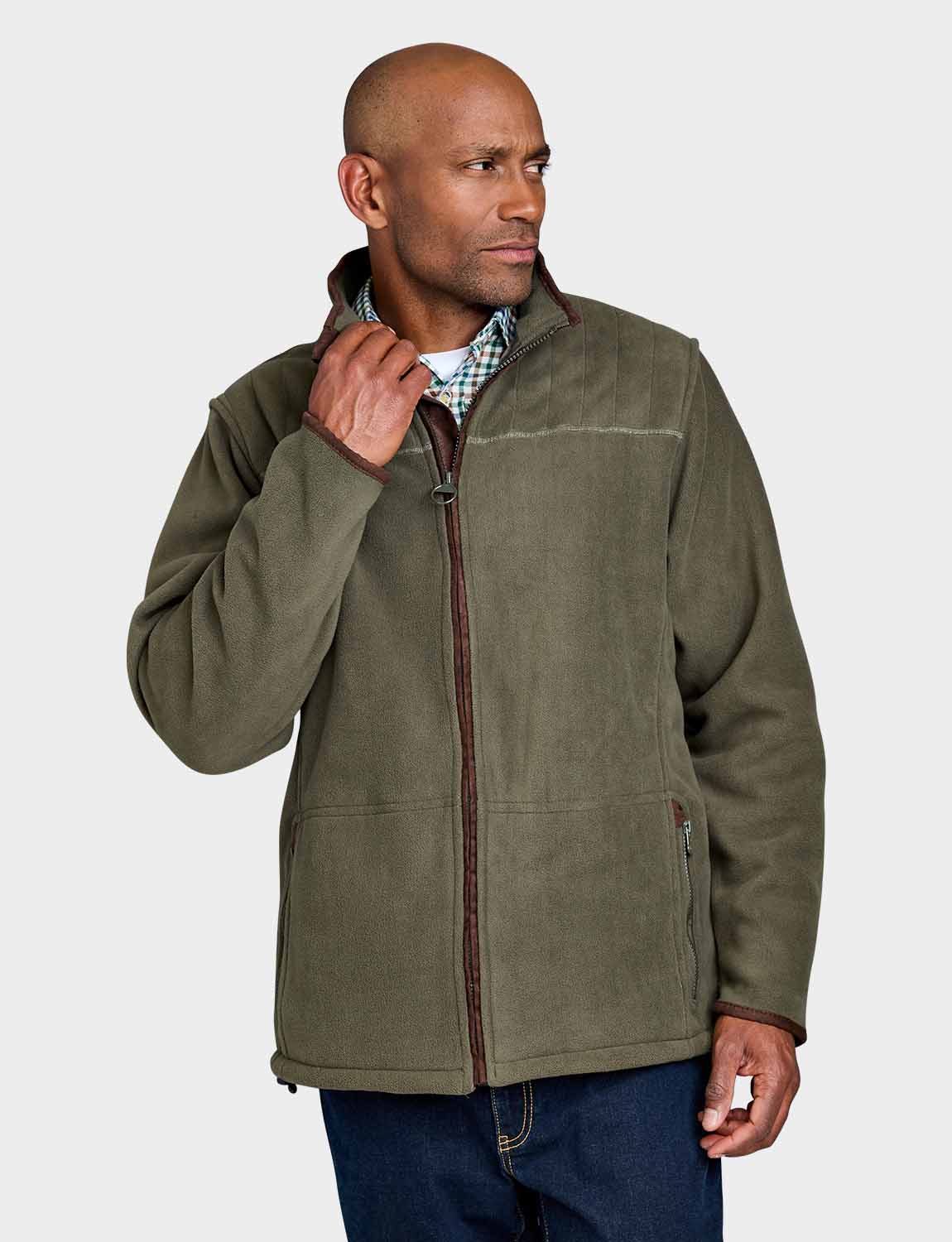 Herren Bonded Fleece Zip Jacke Kunst Wildleder Besatz Reißverschlusstaschen von Champion - Bild 9 von 14