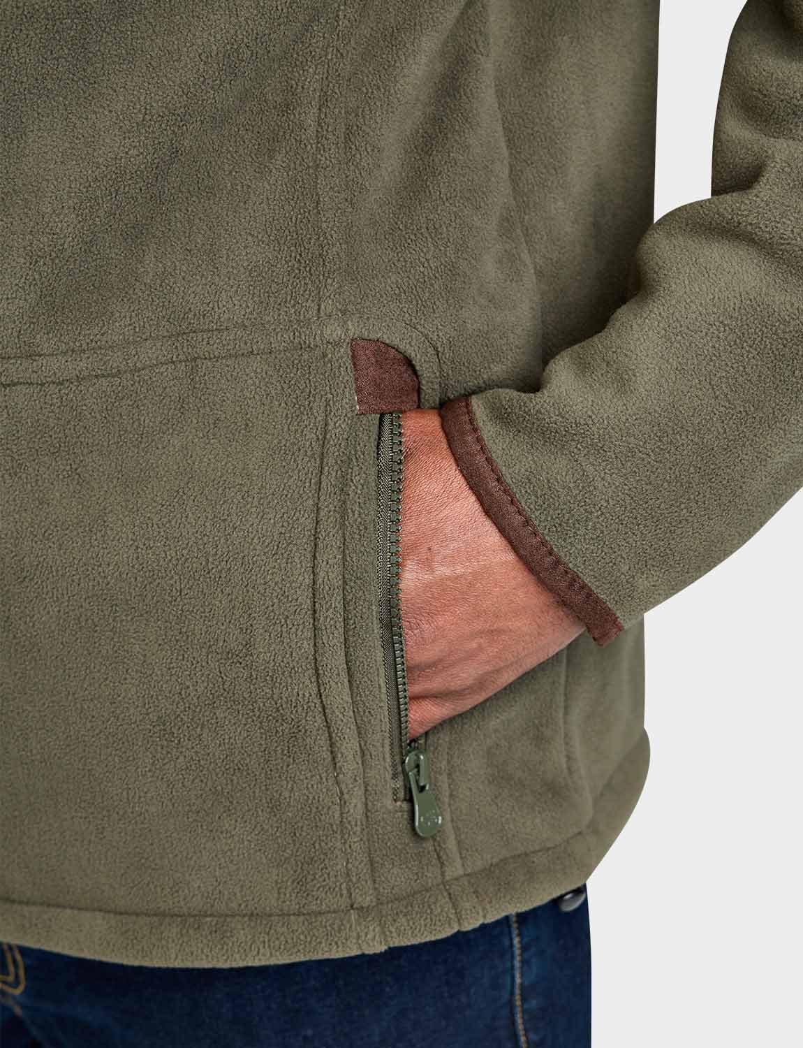 Herren Bonded Fleece Zip Jacke Kunst Wildleder Besatz Reißverschlusstaschen von Champion - Bild 12 von 14