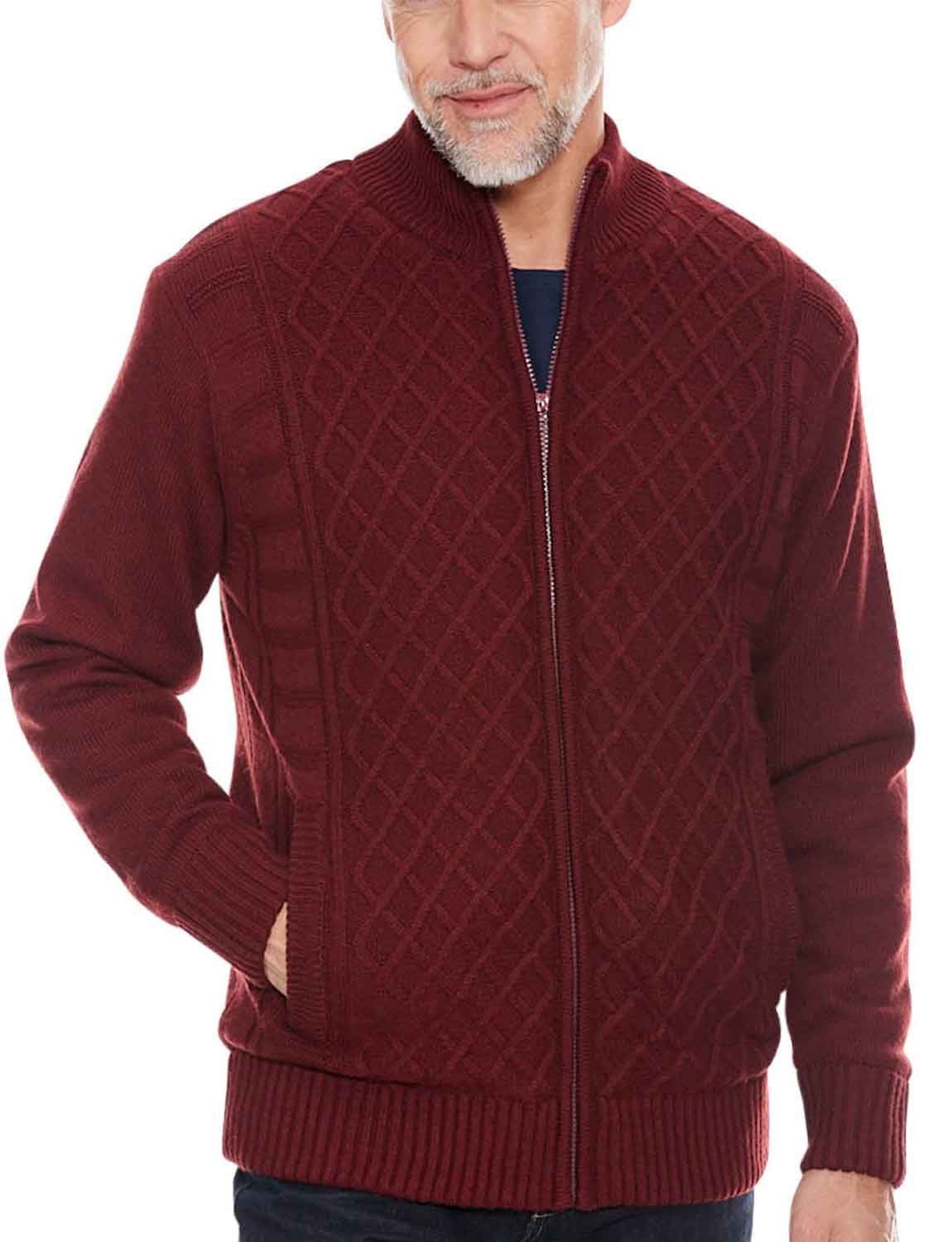 sherpa lined cardigan mens