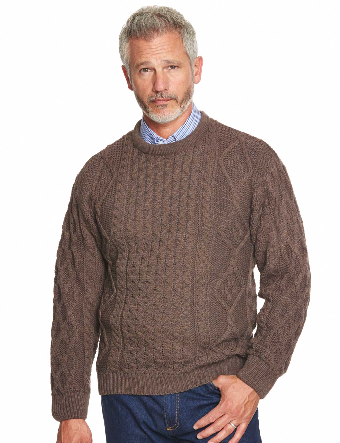 Mens Warm Aran Jumper Cable Sweater | eBay