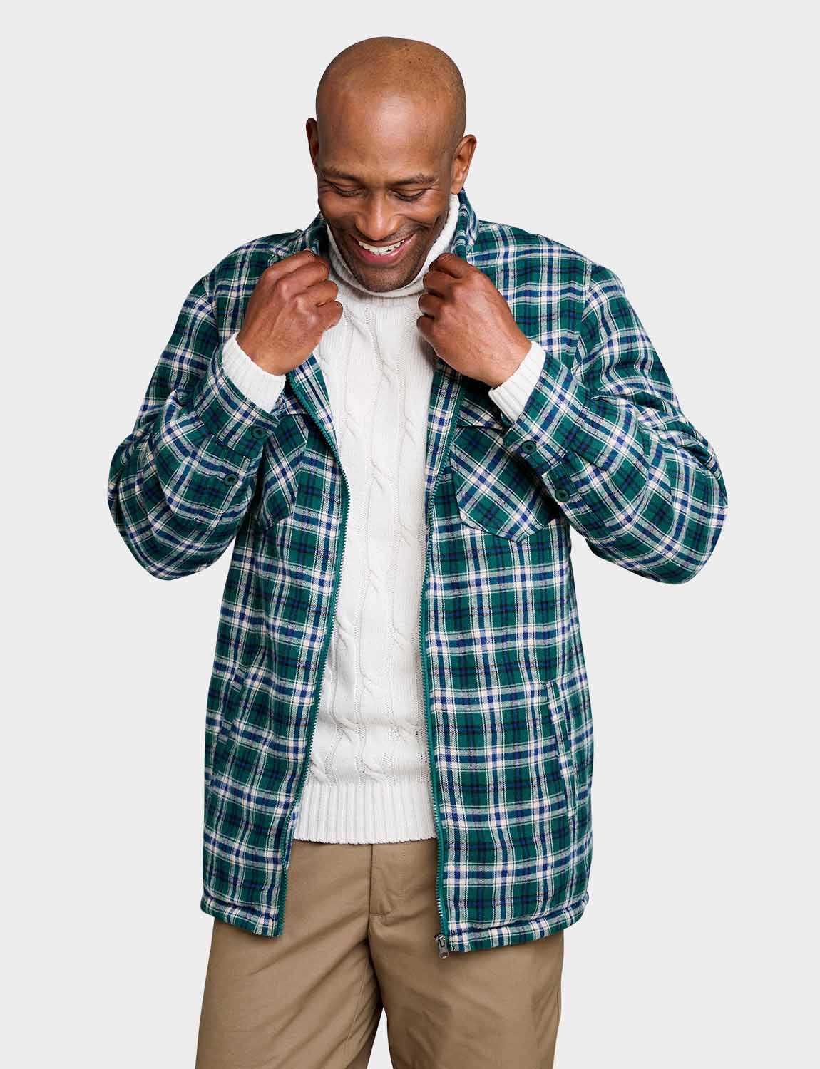 Mens Pegasus Sherpa Lined Zip Overshirt by Pegasus - Imagen 2 de 14