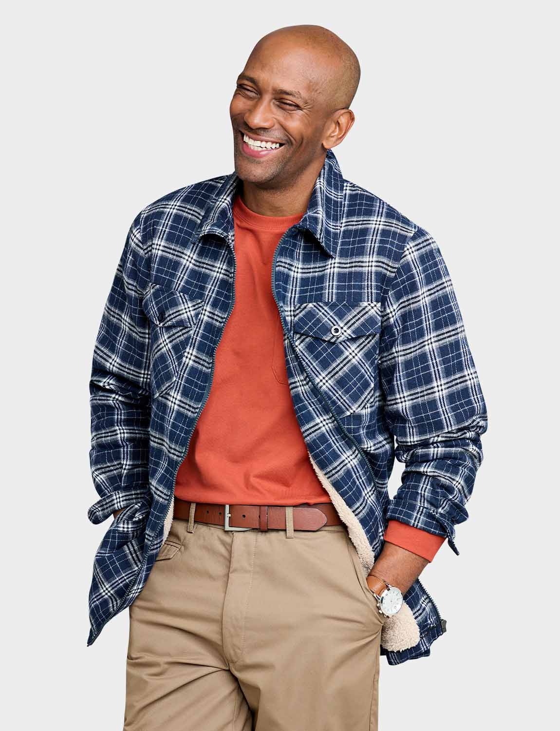Mens Pegasus Sherpa Lined Zip Overshirt by Pegasus - Imagen 9 de 14