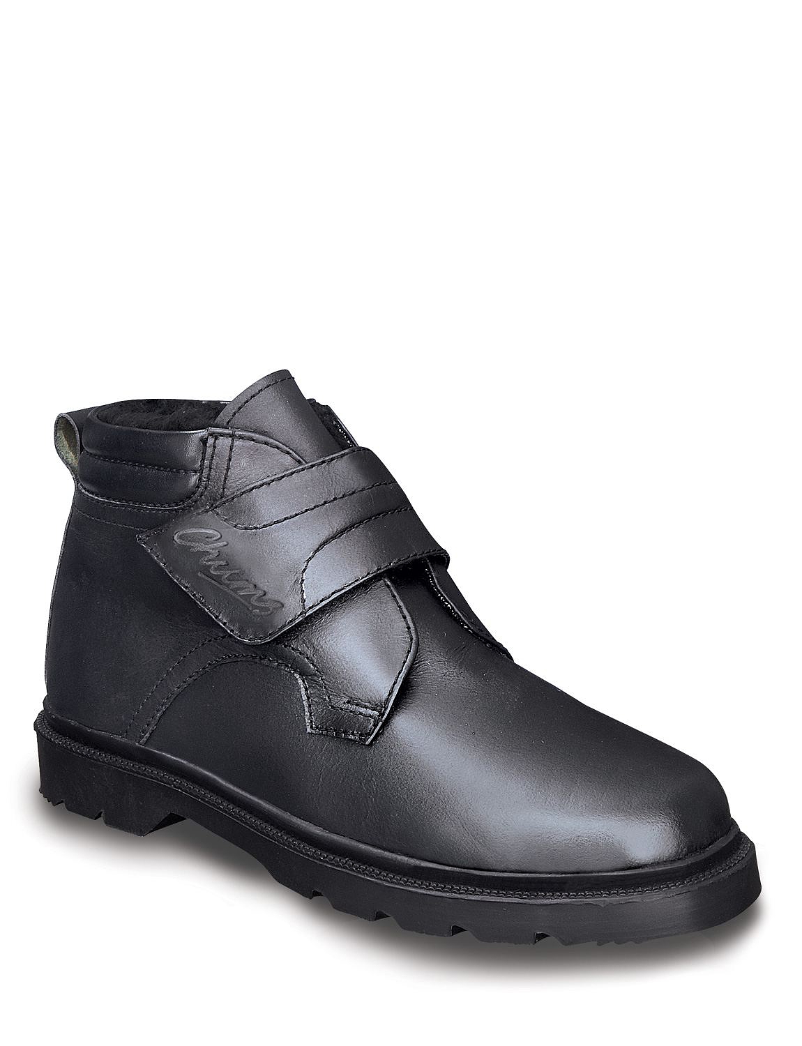 Mens Real Leather Warm Lined Touch Fastening Boots