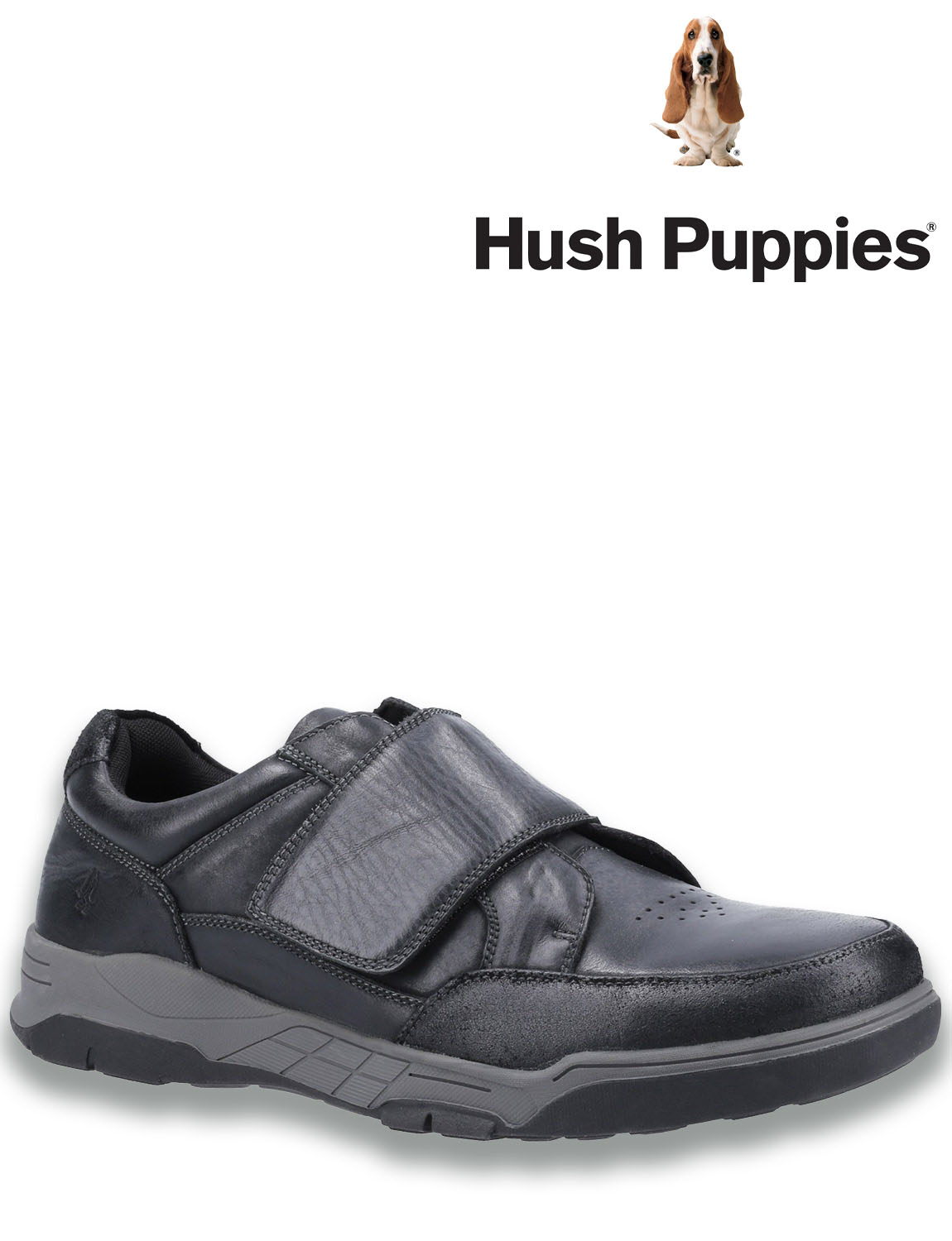 Mentes hush puppies wide fit leather touch...