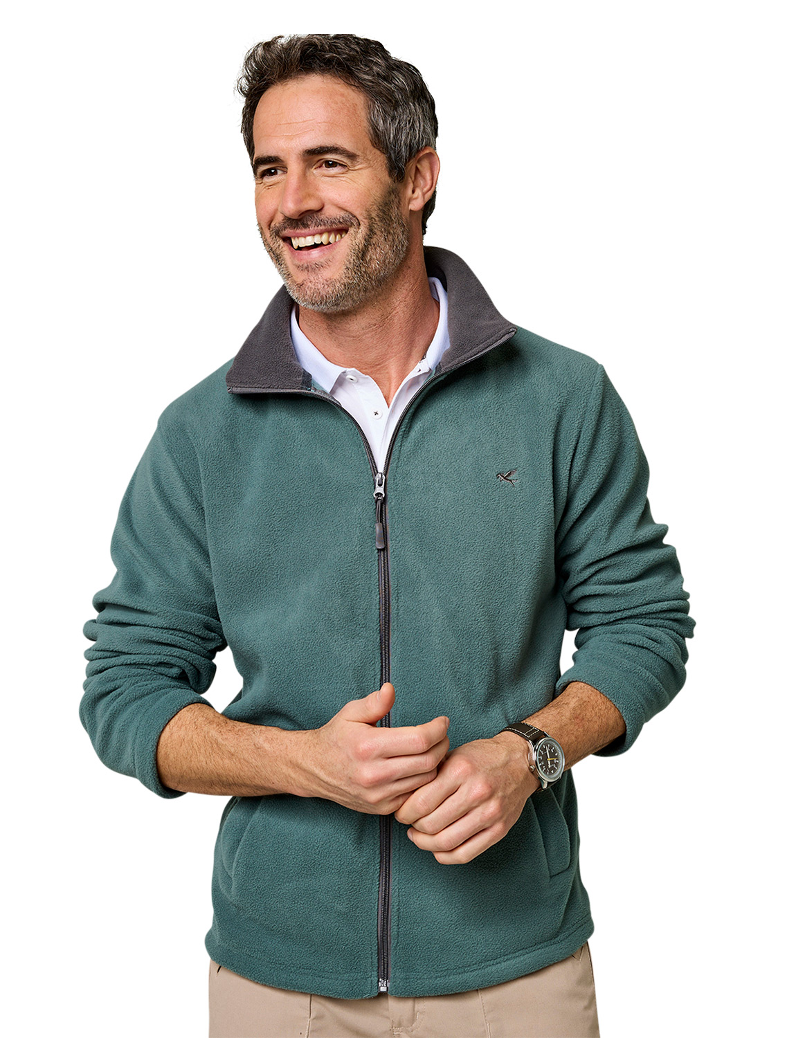 Mens Fleece Jacket Set With Contrasting Collar And Quick-Drying Micro-Polyester - Picture 4 of 16