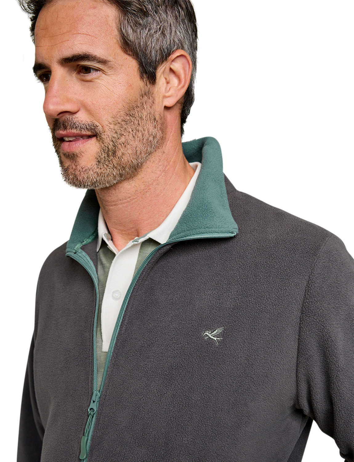 Mens Fleece Jacket Set With Contrasting Collar And Quick-Drying Micro-Polyester - Picture 5 of 16