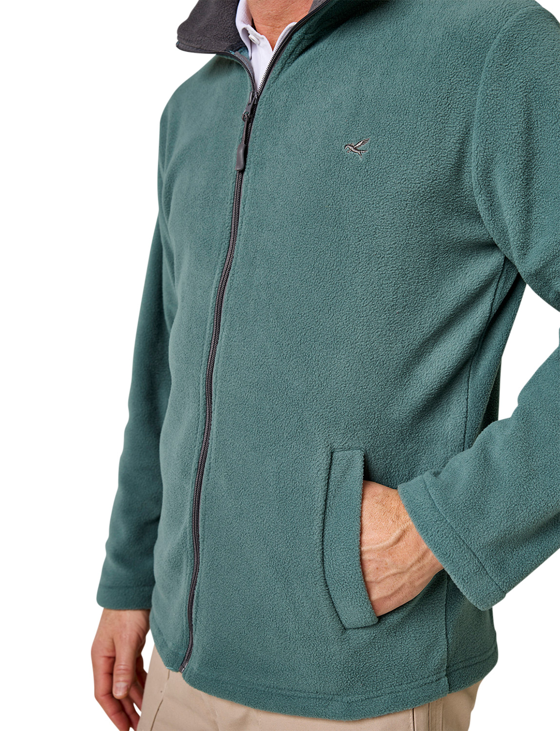 Mens Fleece Jacket Set With Contrasting Collar And Quick-Drying Micro-Polyester - Picture 6 of 16