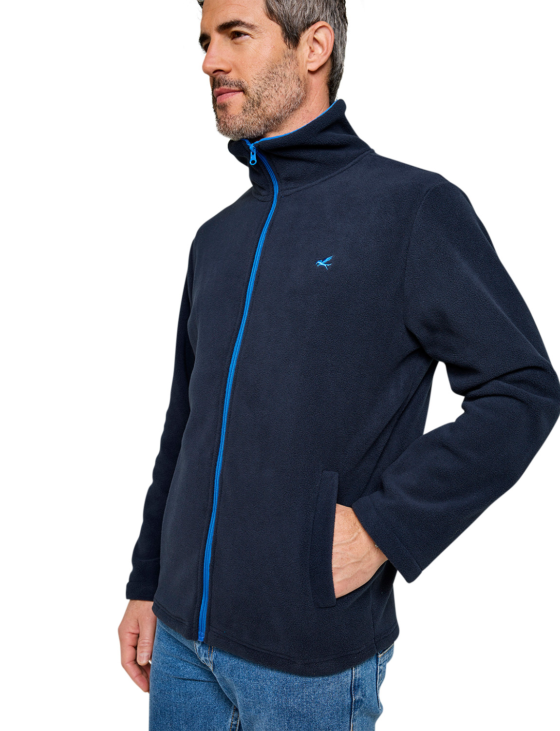 Mens Fleece Jacket Set With Contrasting Collar And Quick-Drying Micro-Polyester - Picture 12 of 16