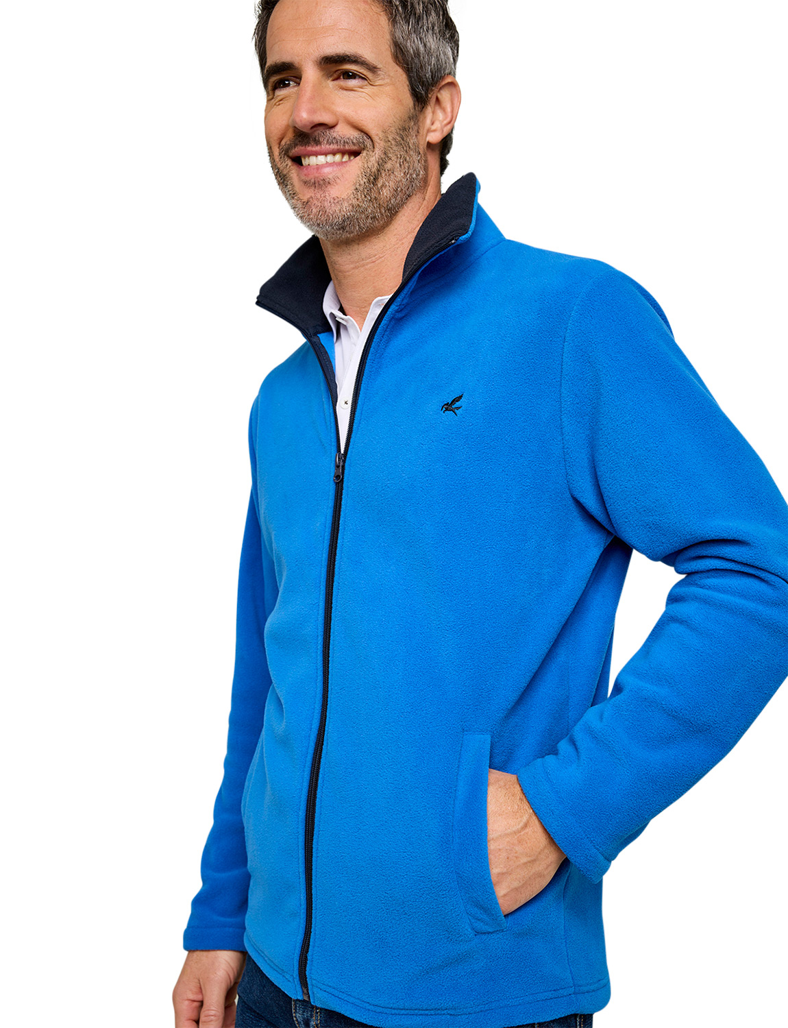 Mens Fleece Jacket Set With Contrasting Collar And Quick-Drying Micro-Polyester - Picture 13 of 16