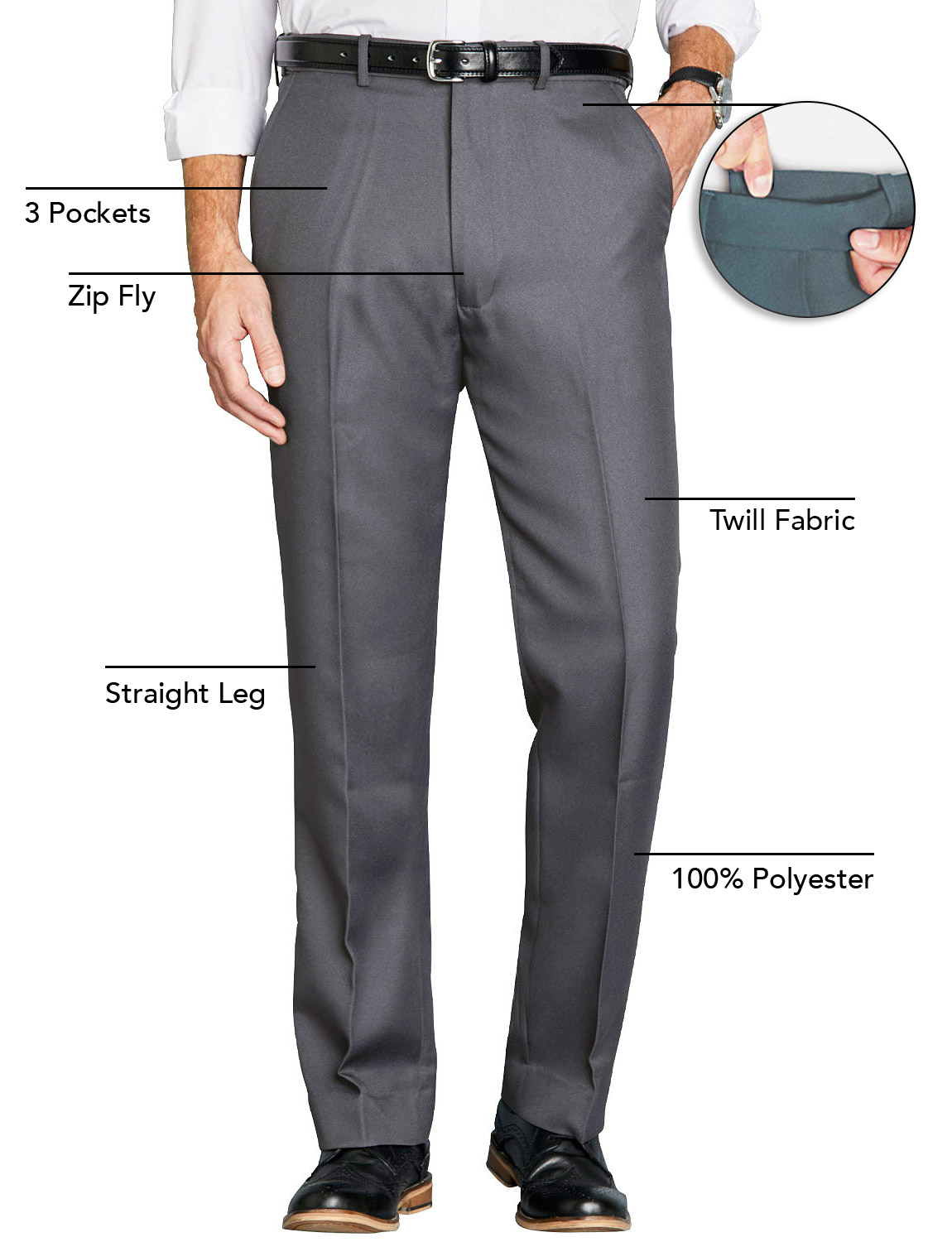 Chums | Mens | Stretch Waist Formal Smart Work Trouser Pants Hidden ...