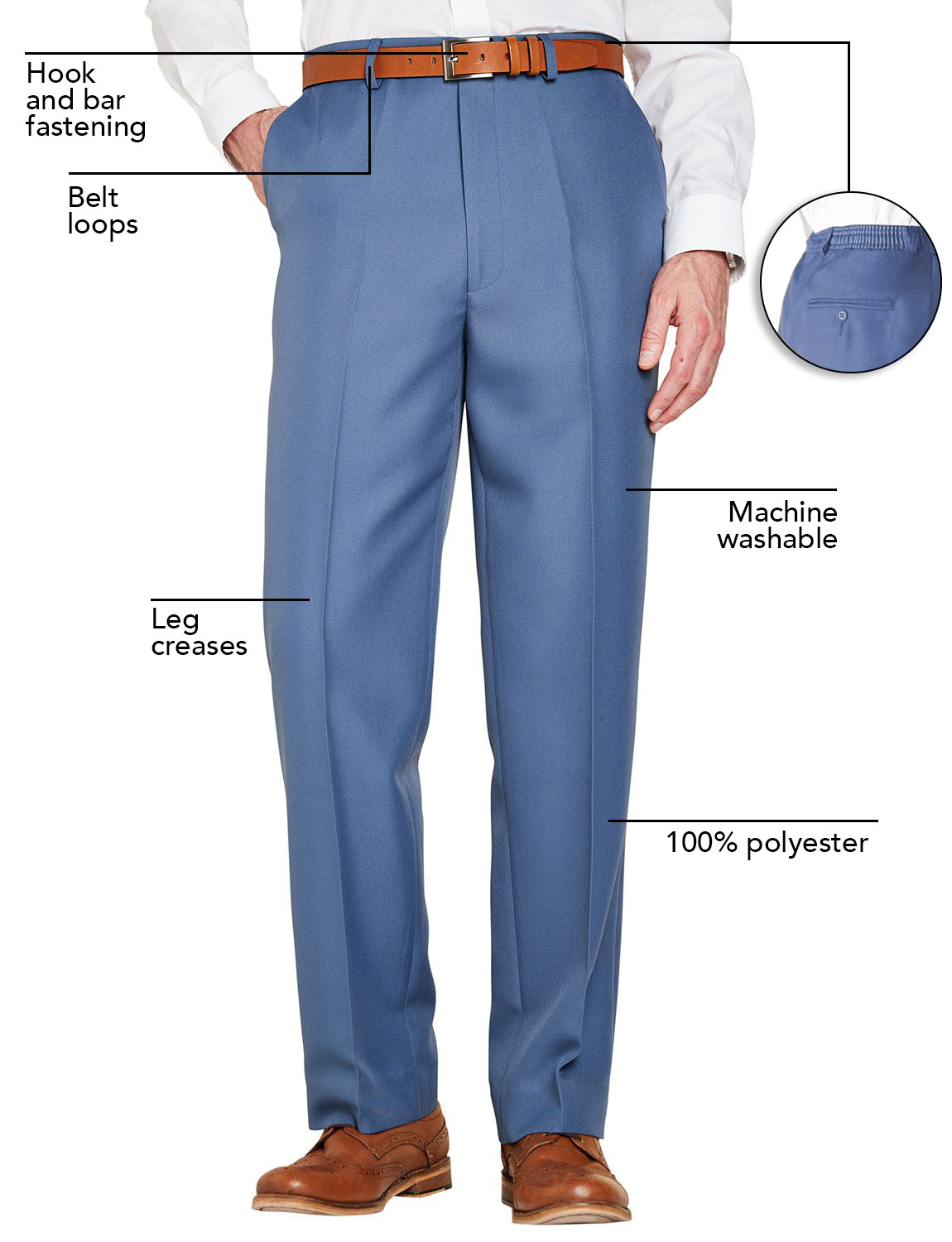 Mens Formal Trouser Pants with Elasticated Waist (Available in Size 32 ...