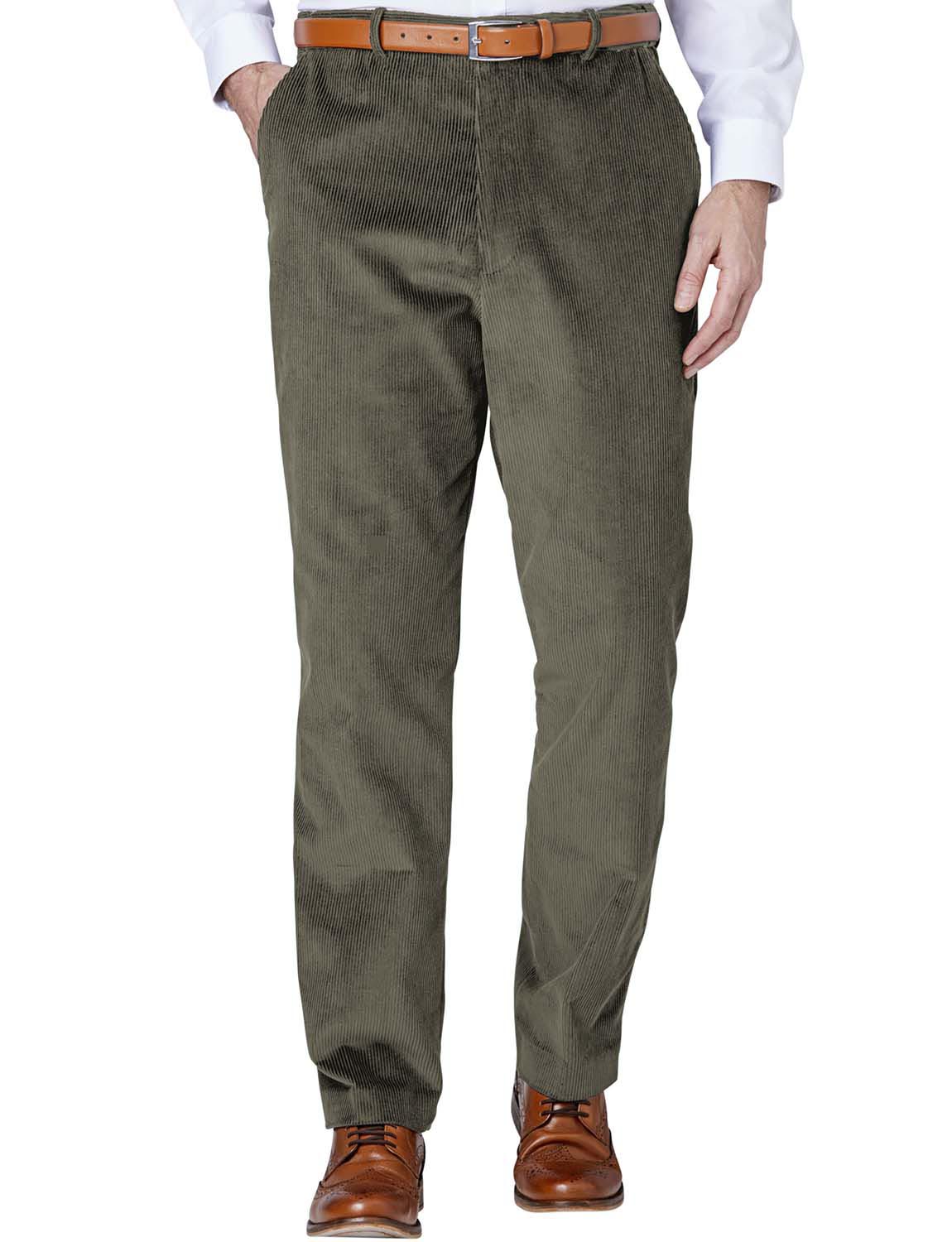 Mens Corduroy Cotton Trousers With Hidden Extra Waistband